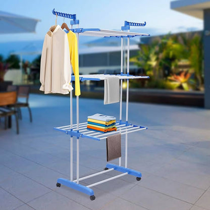 Tendedero vertical móvil y plegable con soporte para perchas