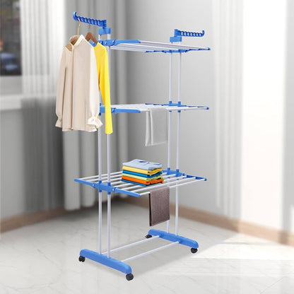 Tendedero vertical móvil y plegable con soporte para perchas